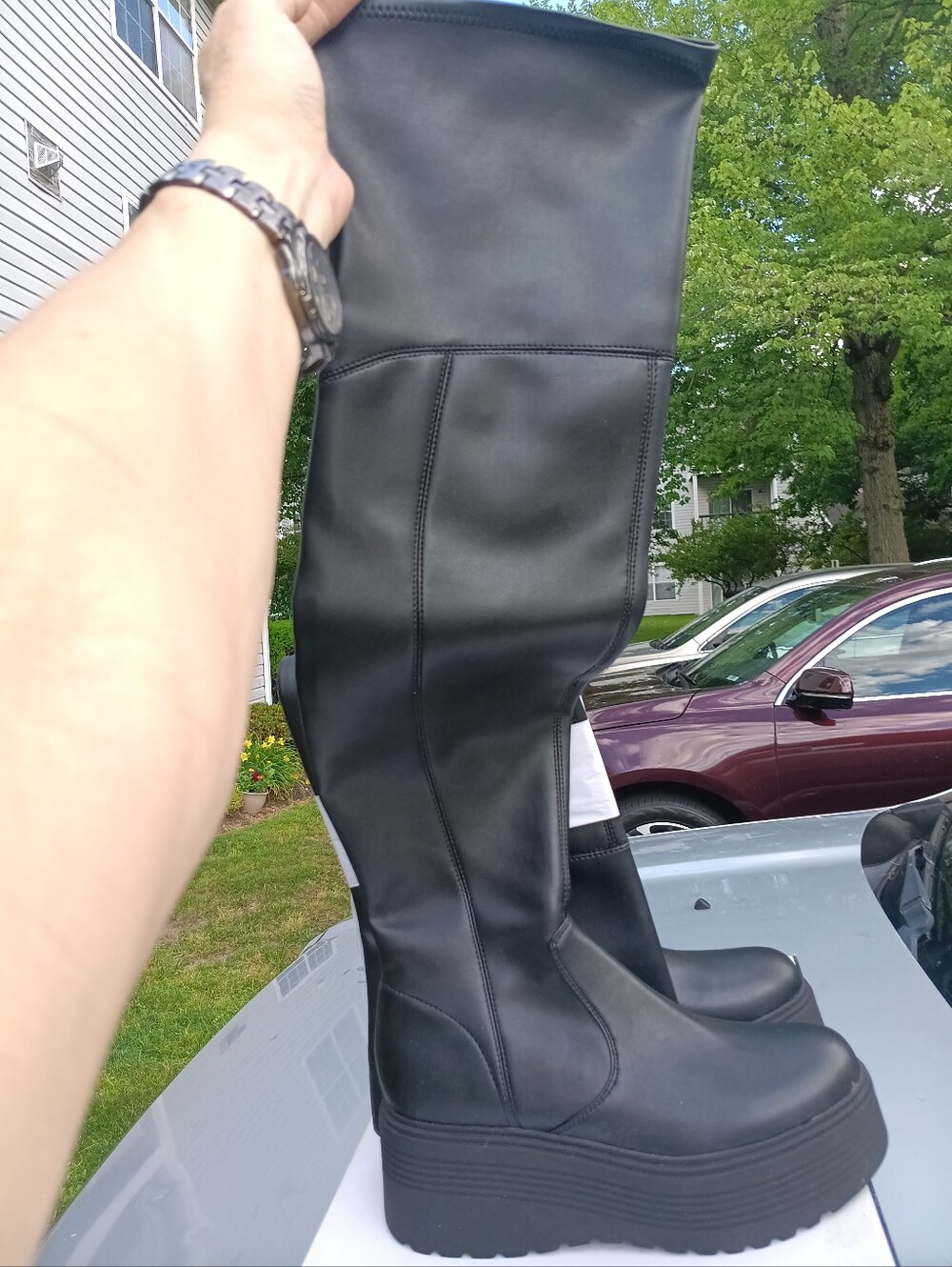 Black Over-the-Knee Platform Boots